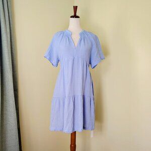 NWT Blue GAP Gauze Tiered Short Sleeve Summer Dress - XS